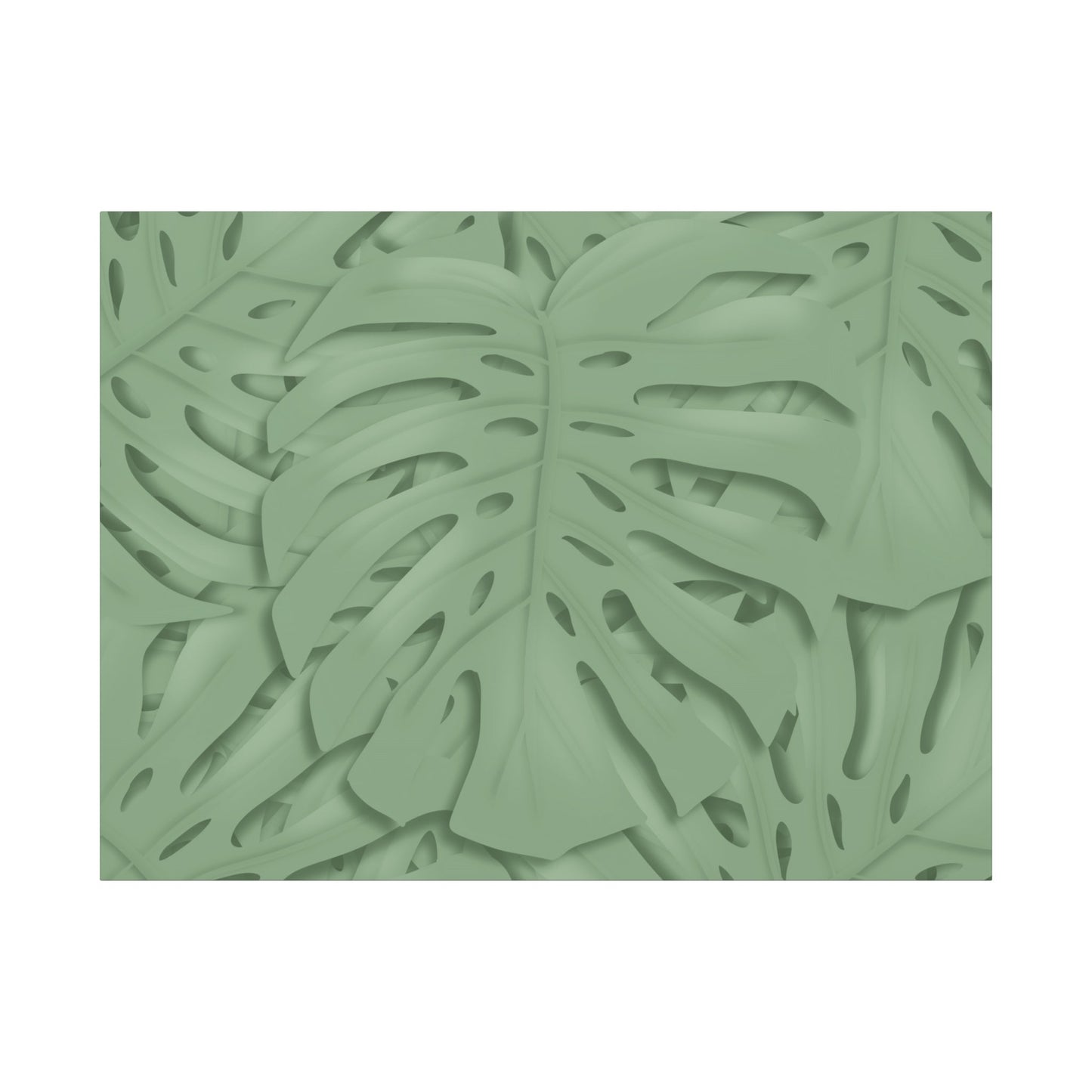 Sage Green Monstera Canvas Print – Botanical Wall Art