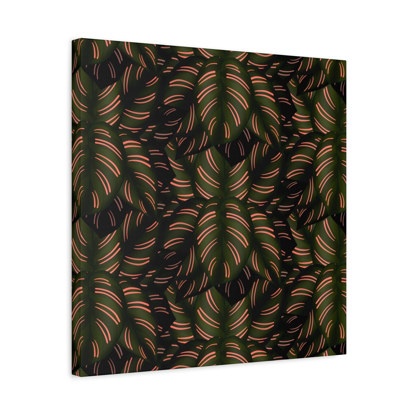 Calathea Pinstripe Pattern Canvas Print – Botanical Wall Art