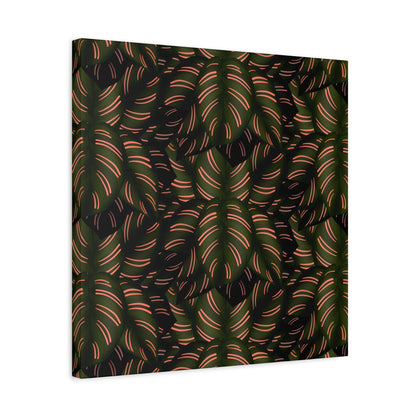 Calathea Pinstripe Pattern Canvas Print – Botanical Wall Art