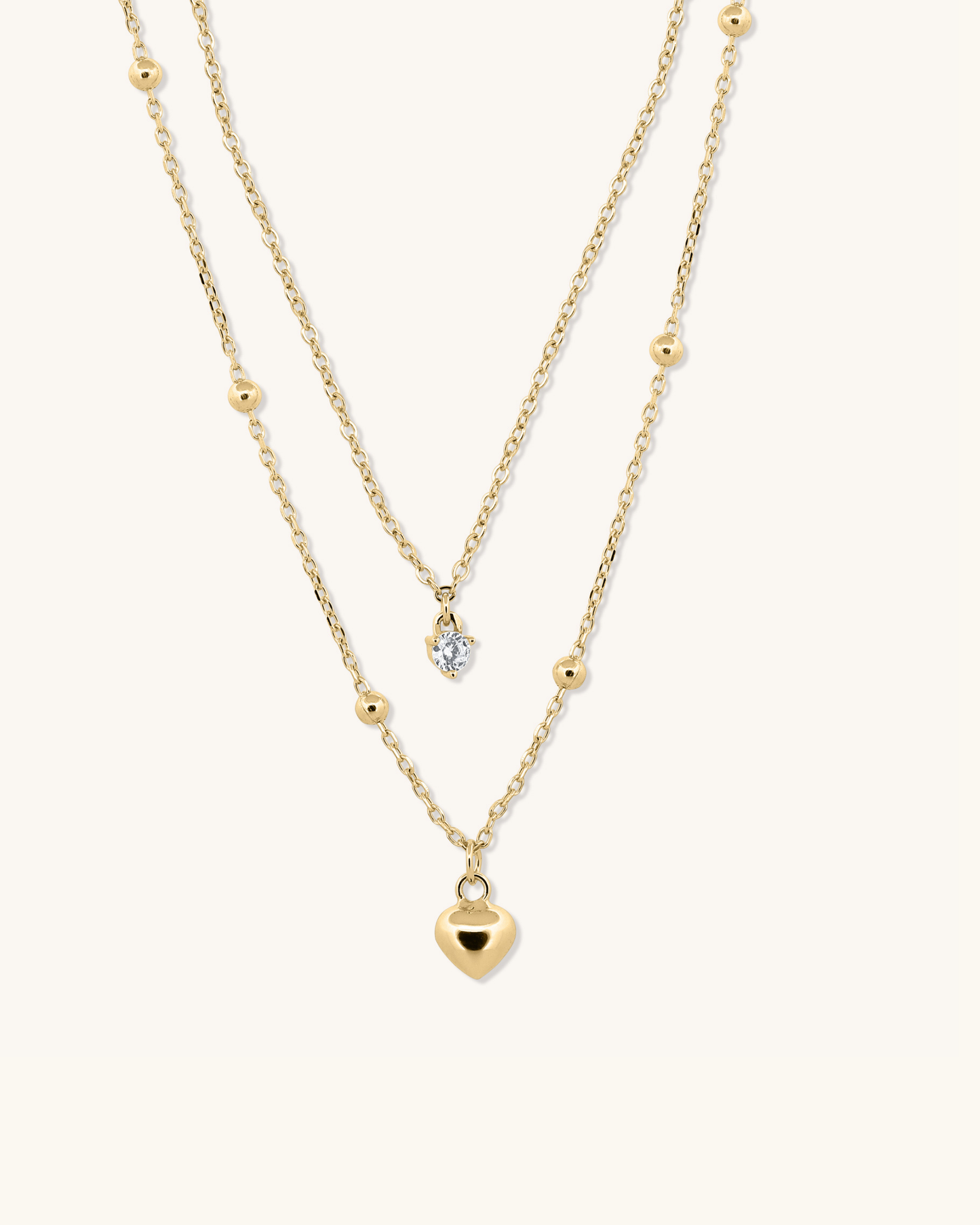 Layered Dangling Heart Necklace