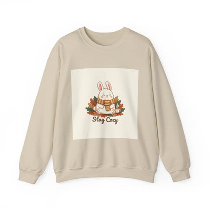 Stay Cozy Bunny sweatshirt | cute animal illustration, winter forest art