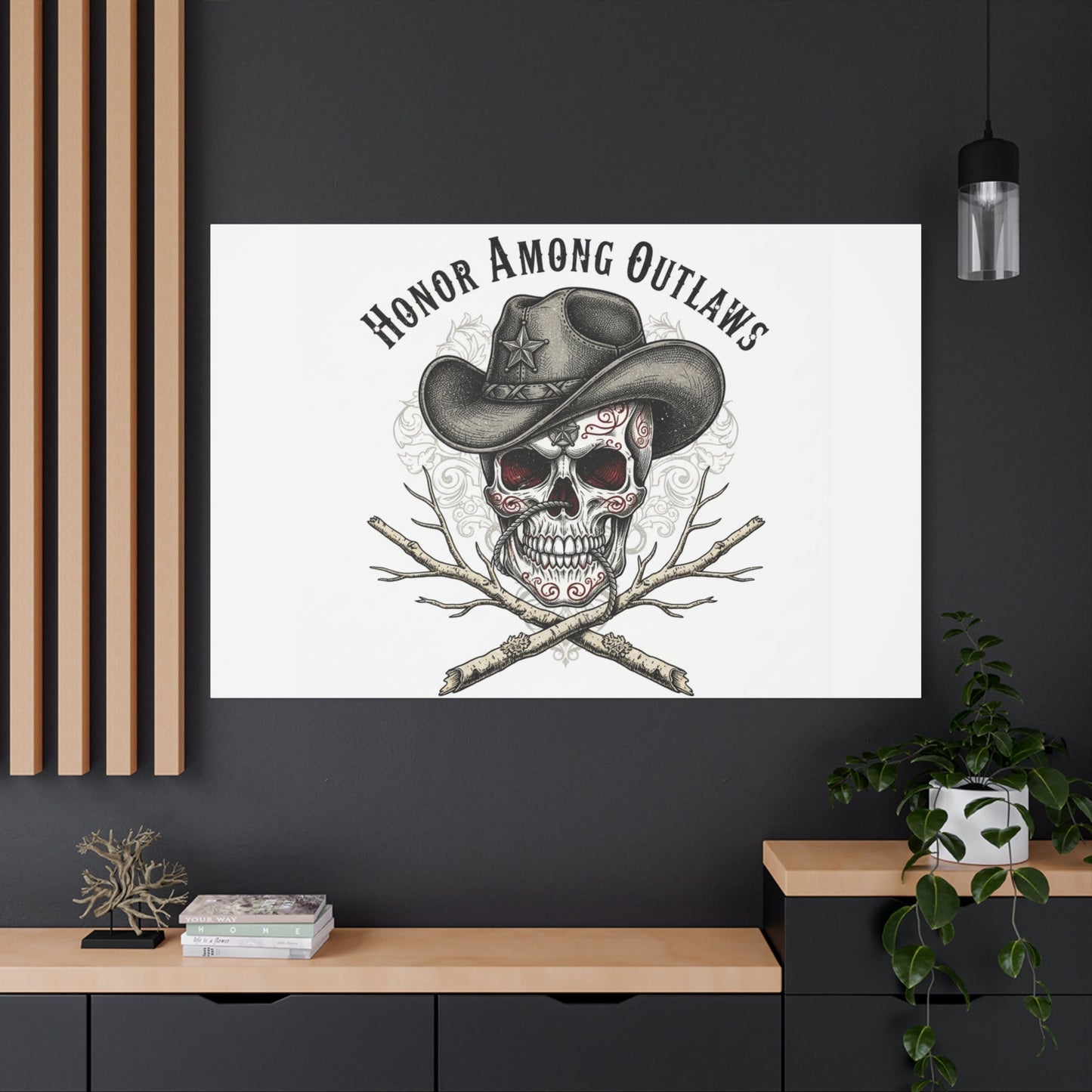 Honor Among Outlaws Canvas | Western Skull Art, Gothic Americana Desert Noir