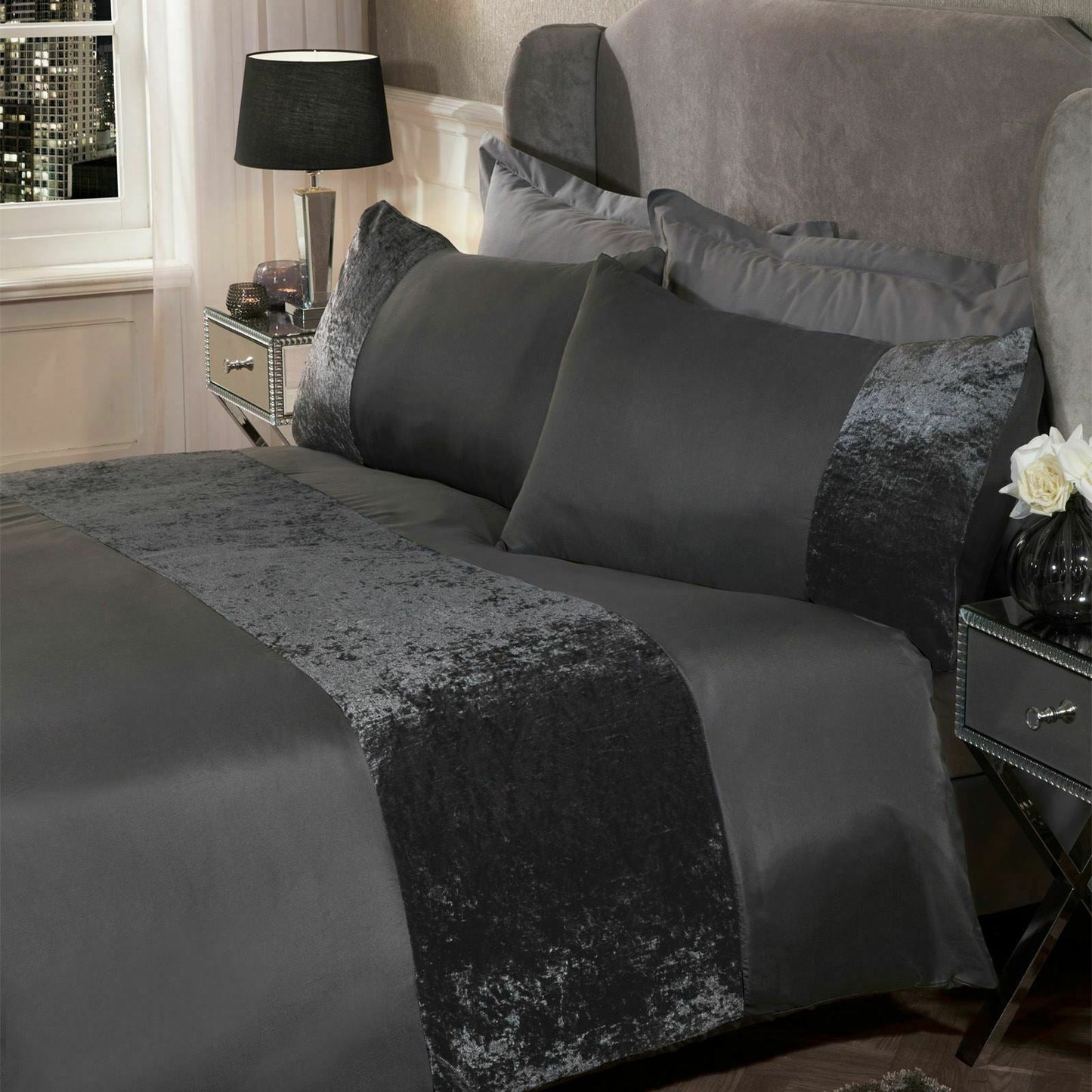 Pressed velvet panel duvet cover