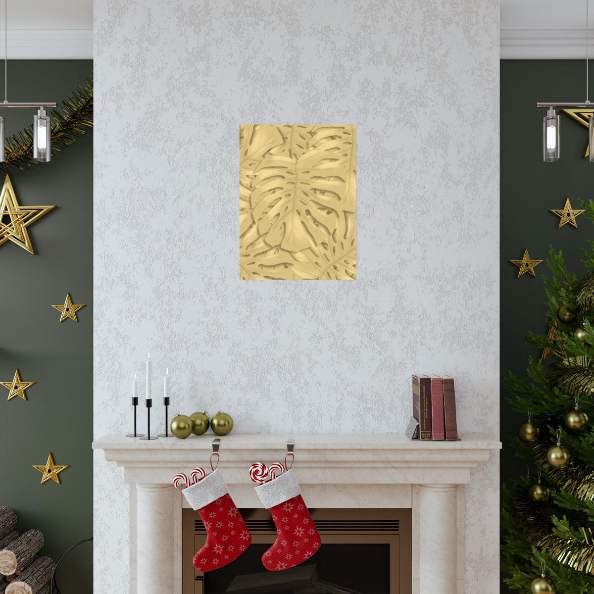 Golden Monstera Botanical Print – Unframed Wall Art