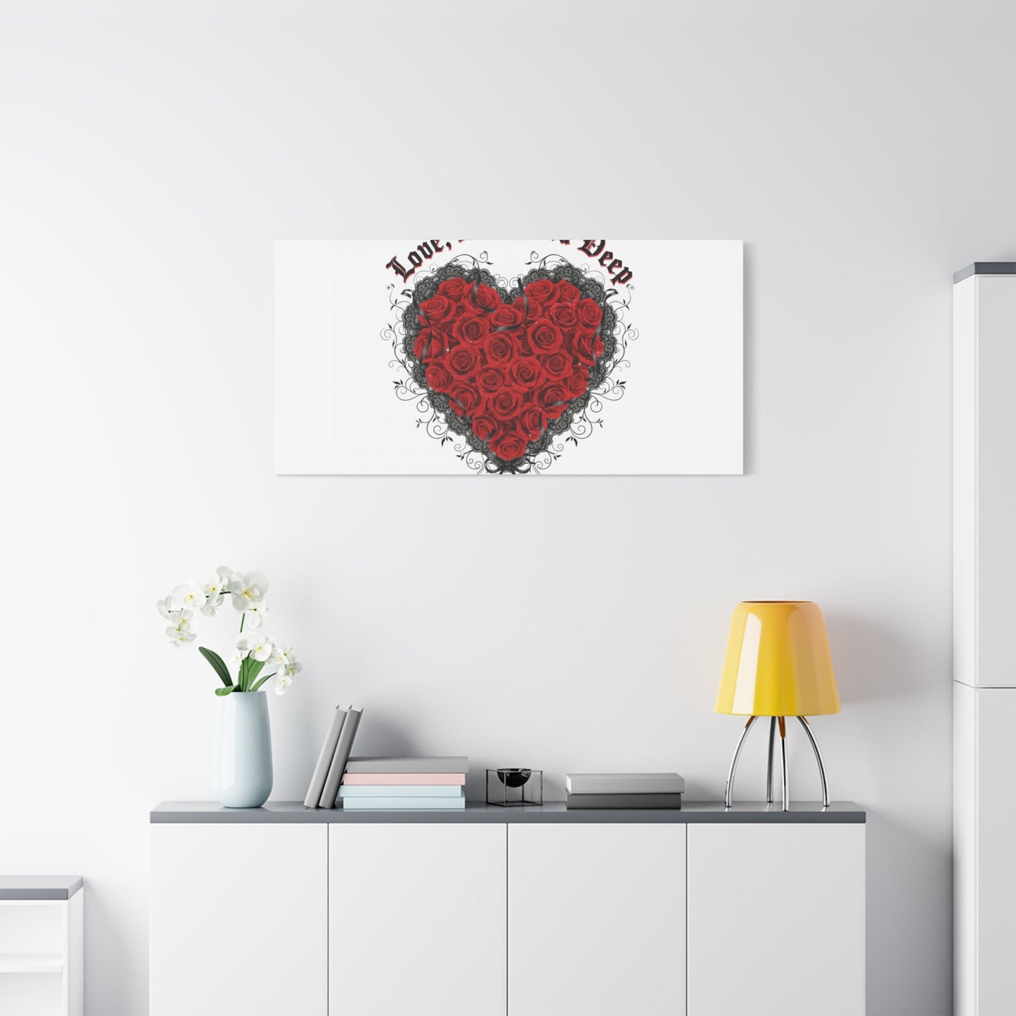 Love Dark and Deep Heart Canvas, Nu Romantic Gothic Romance, 80s Nostalgia