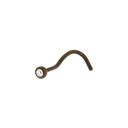 Grade 23 Titanium Bronze Crystalline Gem Nose Ring