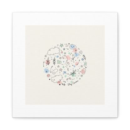 Doodle Circle Line Drawing Matte Canvas, Hand-Drawn Sketch Art