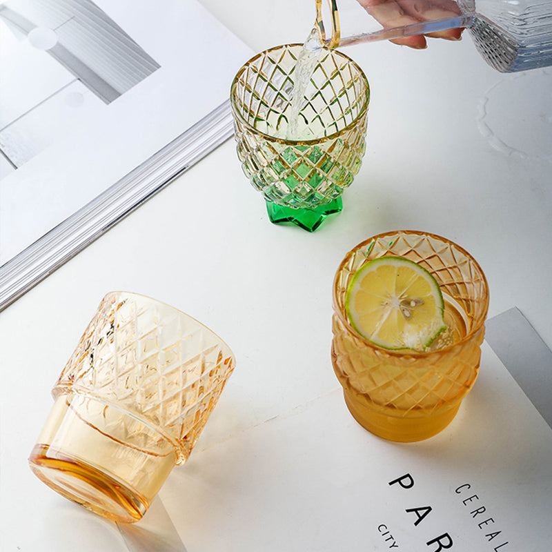 Diamond Star Pineapple Shape Golden Glass Water Cup