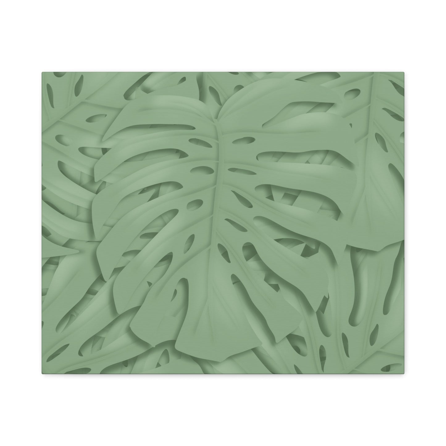 Sage Green Monstera Canvas Print – Botanical Wall Art