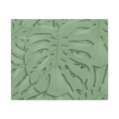 Sage Green Monstera Canvas Print – Botanical Wall Art