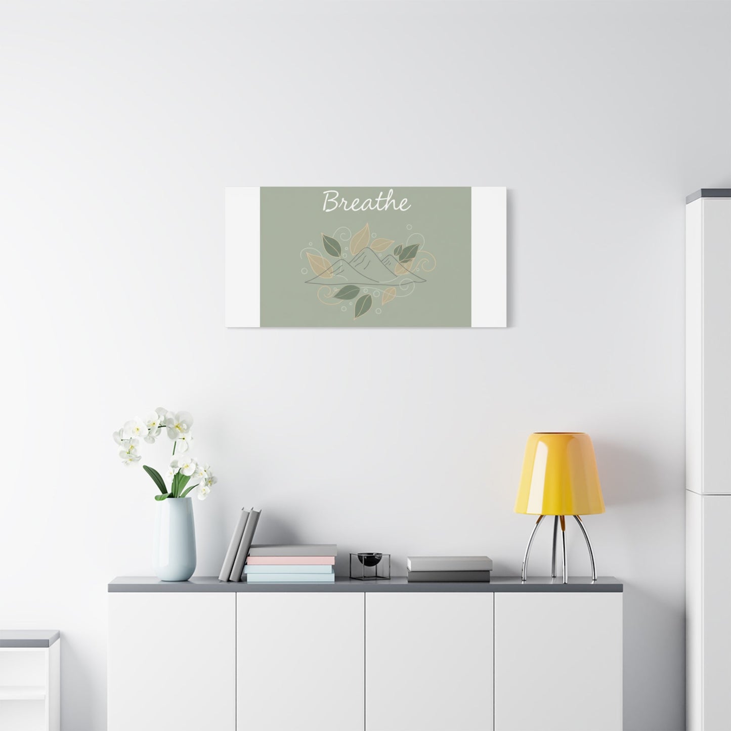 Breathe Mountain Line Canvas | Nature Symbols, Minimal Forest Wall Art