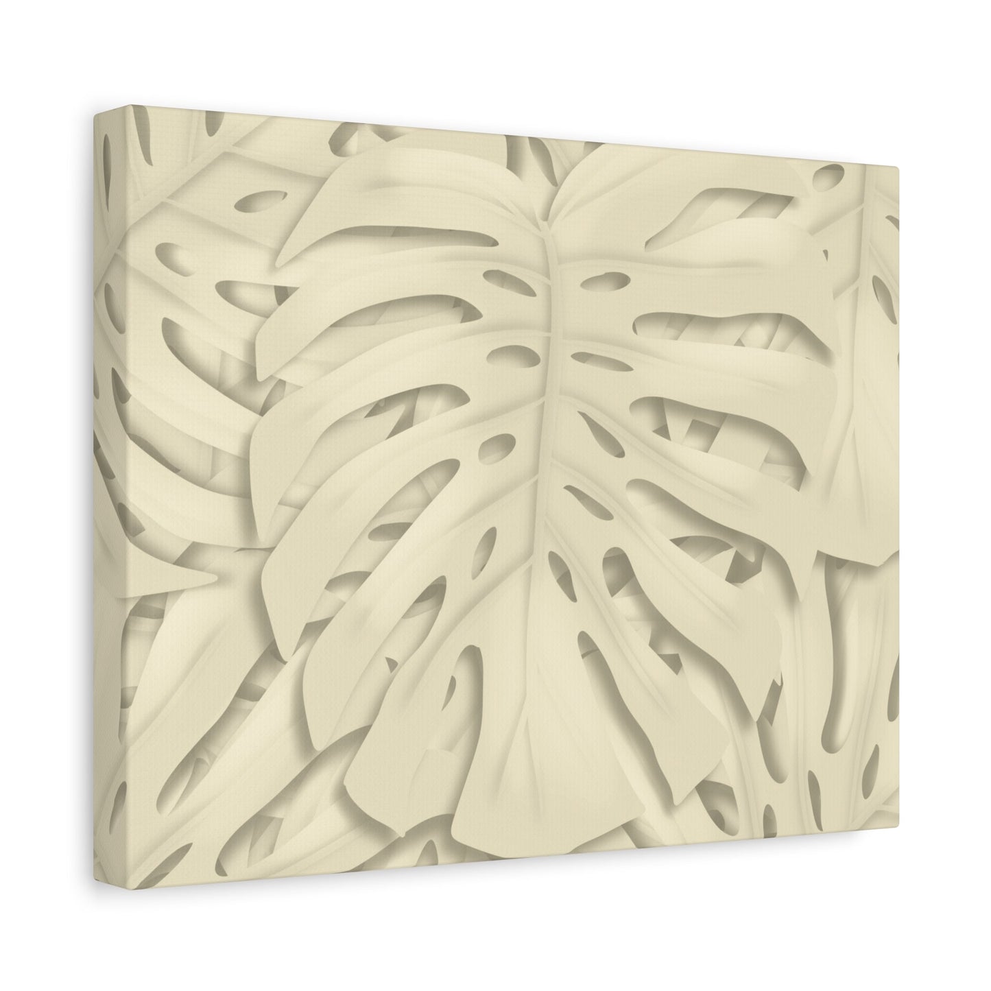 Beige Monstera Canvas Print – Botanical Wall Art