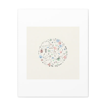 Doodle Circle Line Drawing Matte Canvas, Hand-Drawn Sketch Art