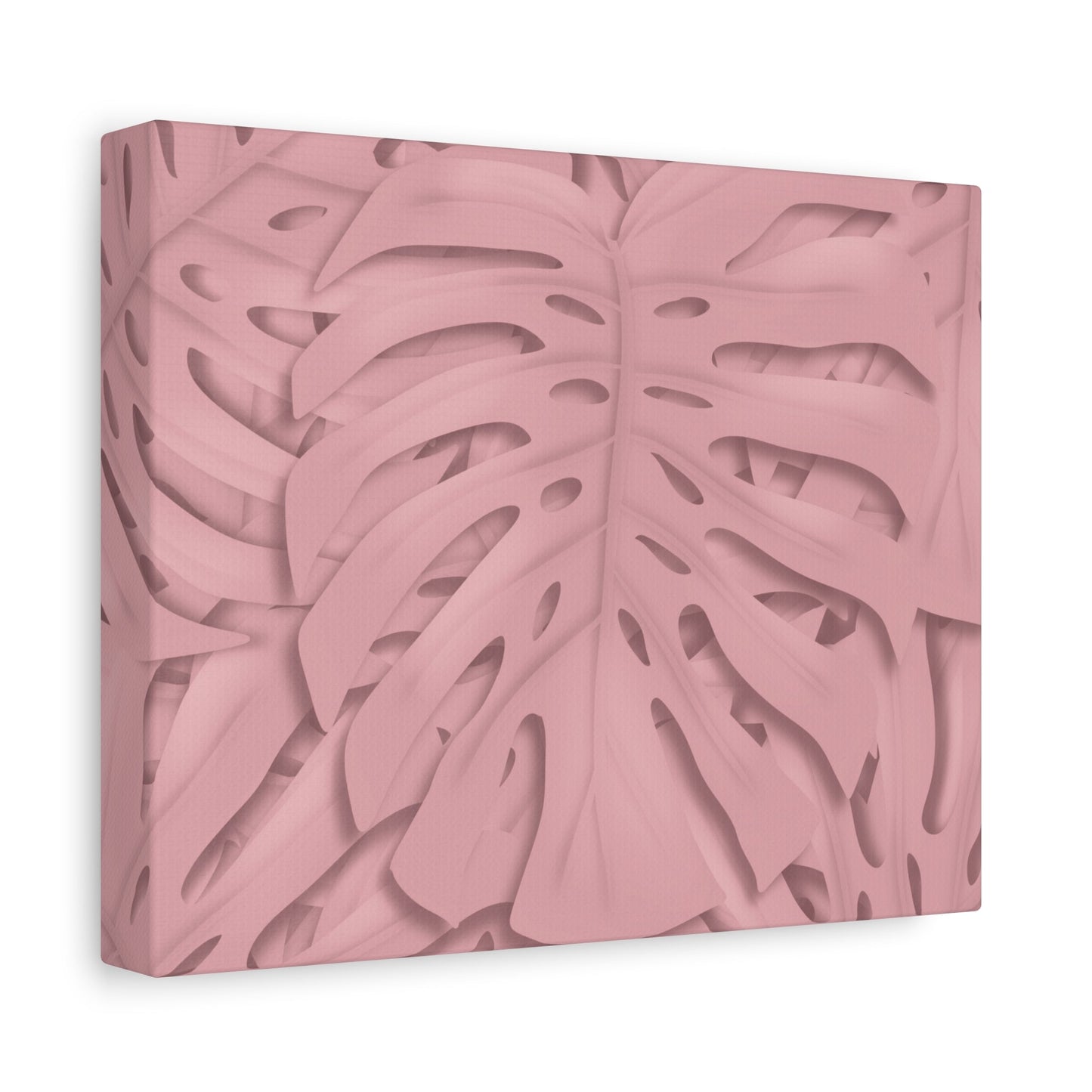 Soft Pink Monstera Canvas Print – Botanical Wall Art