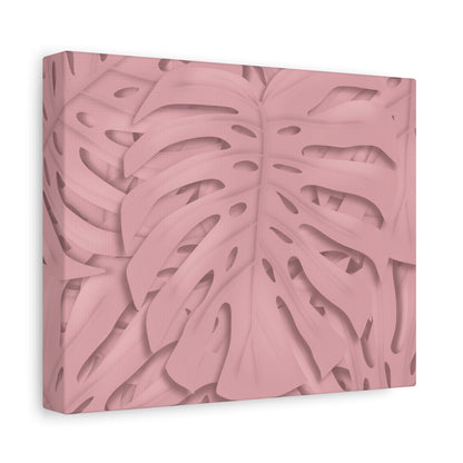 Soft Pink Monstera Canvas Print – Botanical Wall Art
