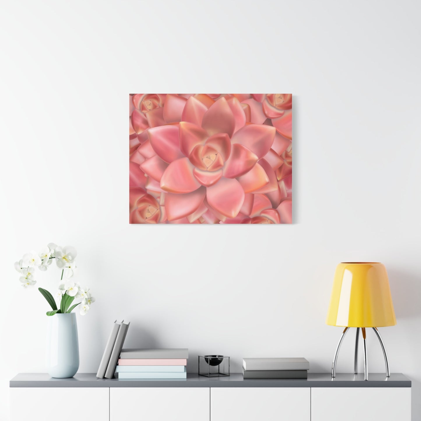 Graptosedum California Sunset Succulent Pattern Canvas Print – Botanical Wall Art