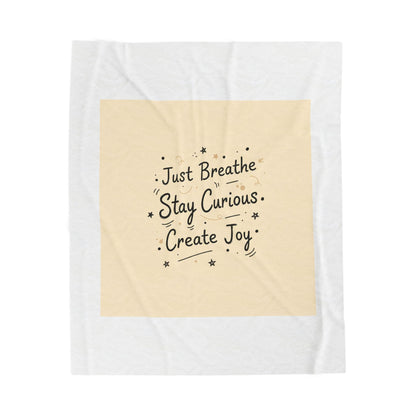 Just Breathe Stay Curious Create Joy Blanket | messy handwriting, doodle text