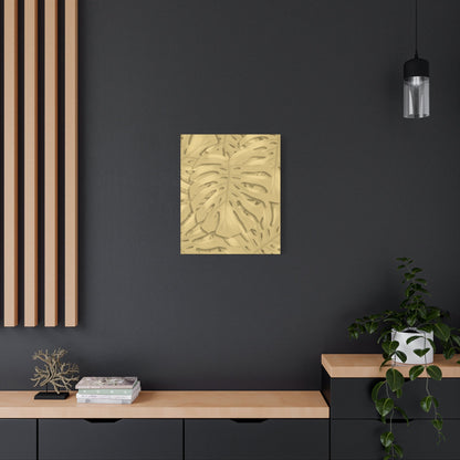 Golden Monstera Canvas Print – Botanical Wall Art