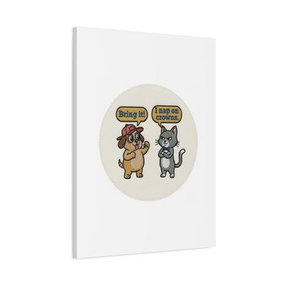 Funny Cat vs Dog Canvas | Pet Rivalry Wall Art