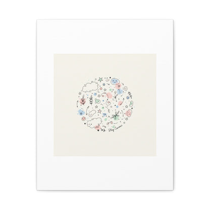 Doodle Circle Line Drawing Matte Canvas, Hand-Drawn Sketch Art