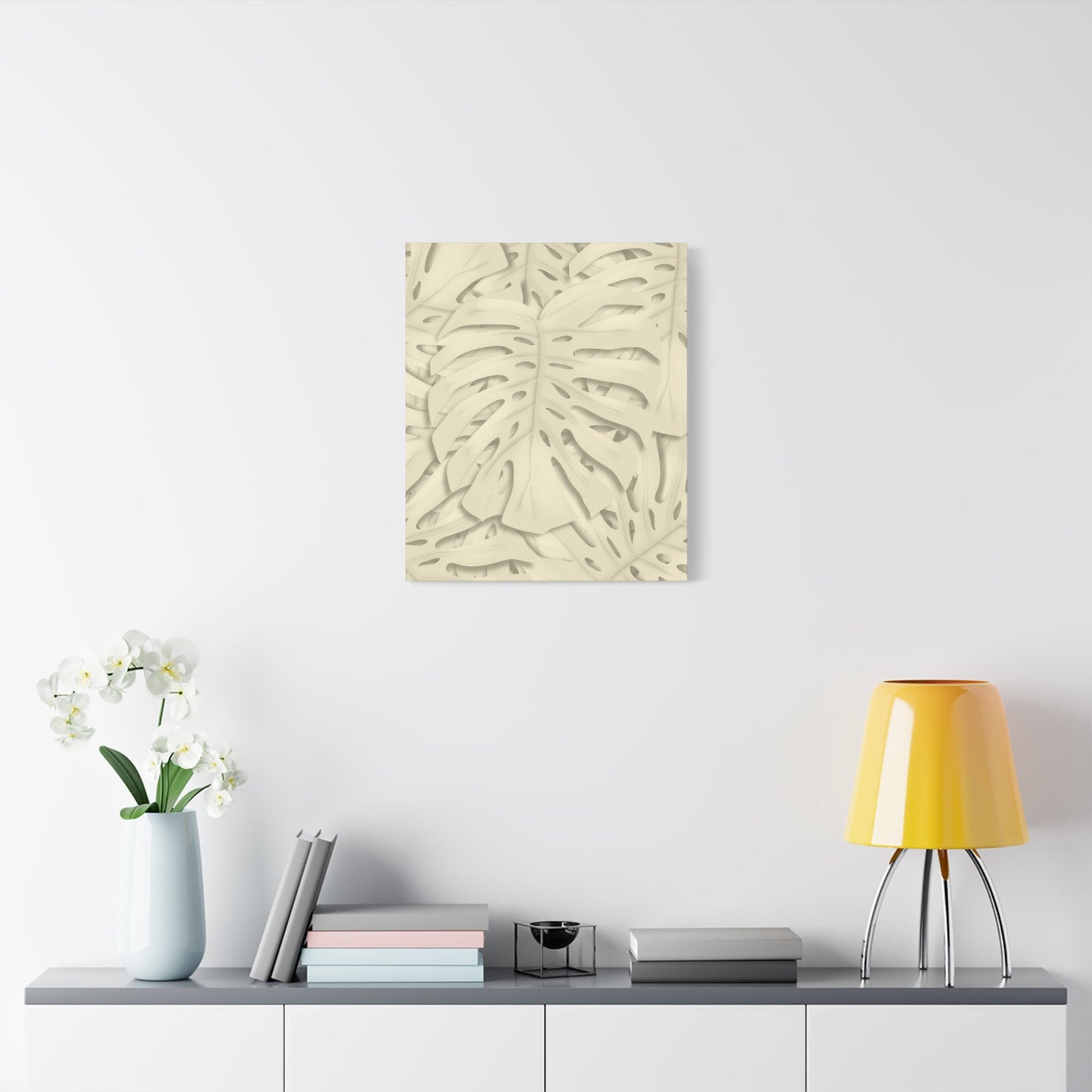Beige Monstera Canvas Print – Botanical Wall Art