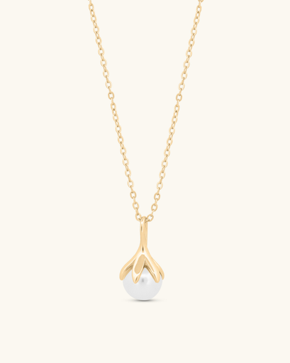 Lotus Bud Pearl Necklace