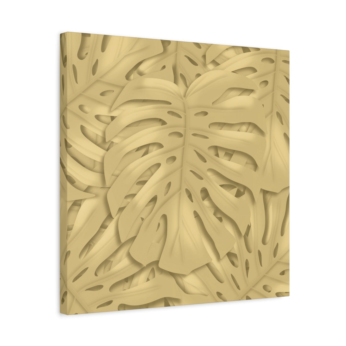 Golden Monstera Canvas Print – Botanical Wall Art