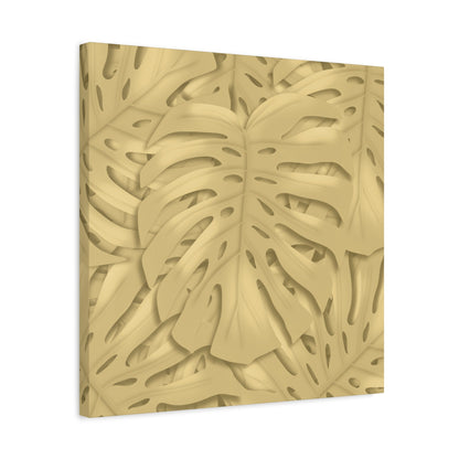 Golden Monstera Canvas Print – Botanical Wall Art