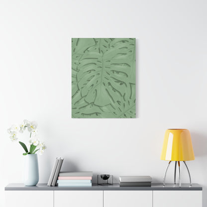 Sage Green Monstera Canvas Print – Botanical Wall Art