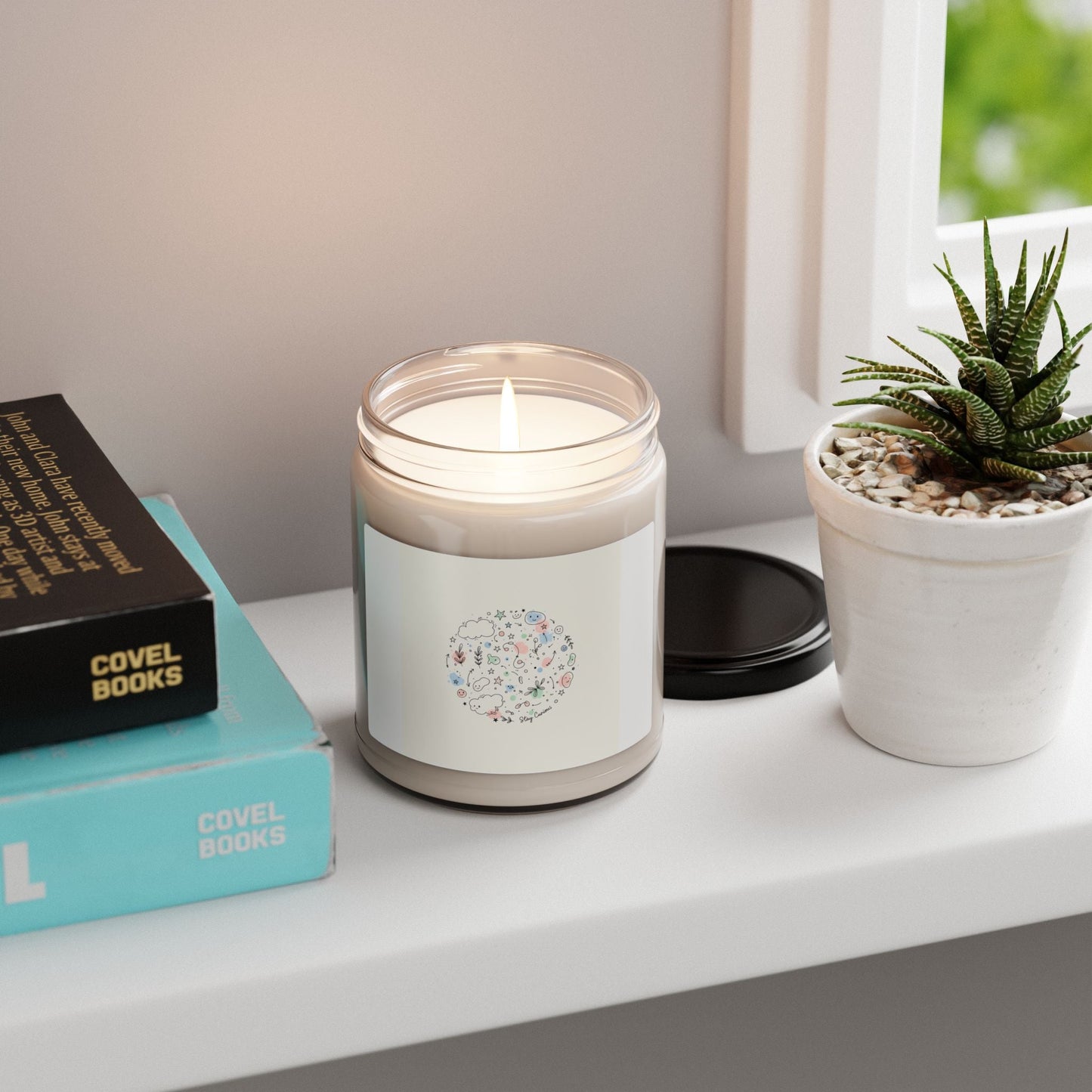 Floral Doodle Line Drawing Candle | Scented Soy 9oz