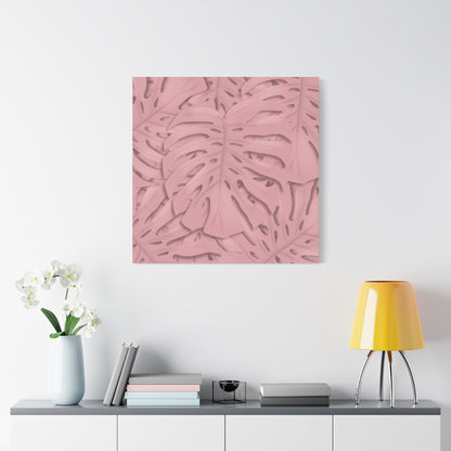 Soft Pink Monstera Canvas Print – Botanical Wall Art