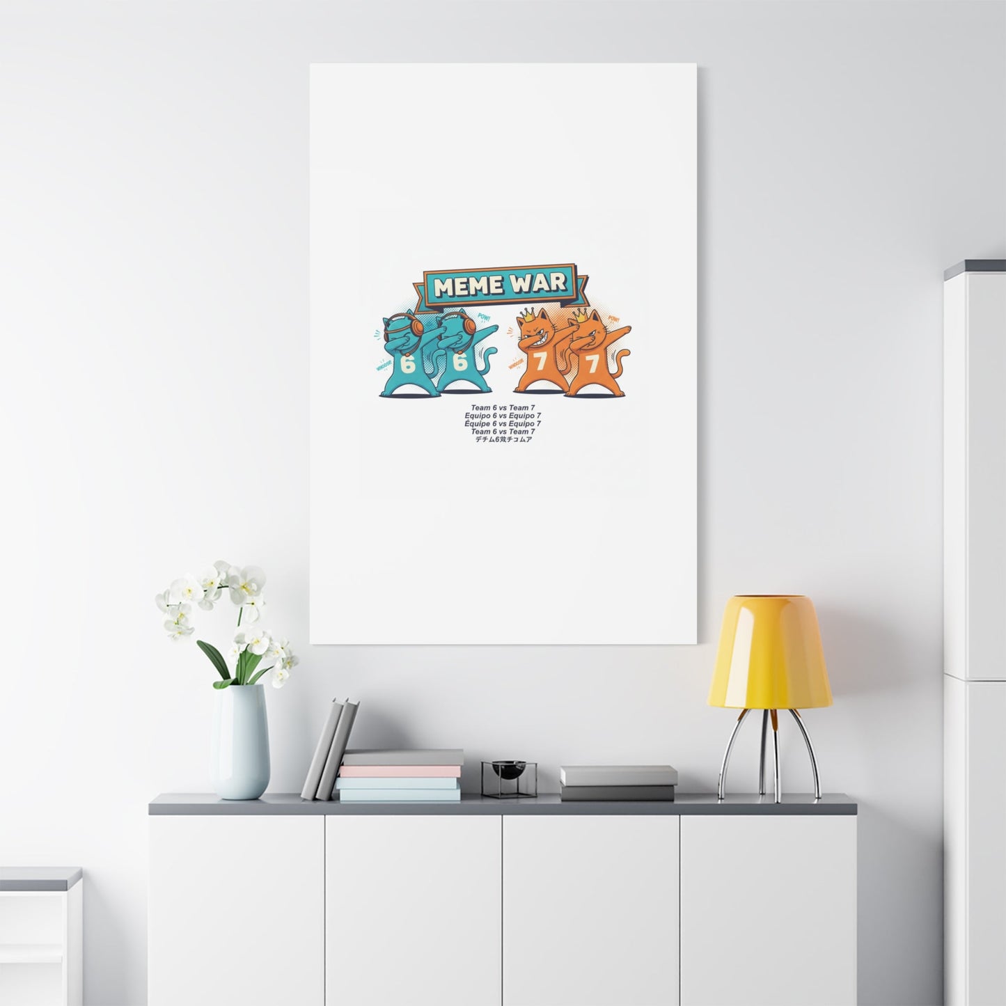 Meme War: Six vs. Seven Canvas Wall Art