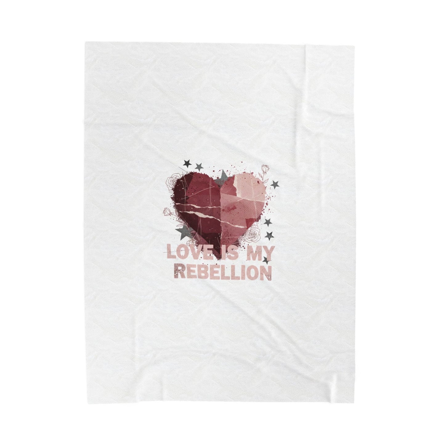 Love Is My Rebellion Velveteen Blanket | Soft Grunge Hearts, Distressed Heart Design