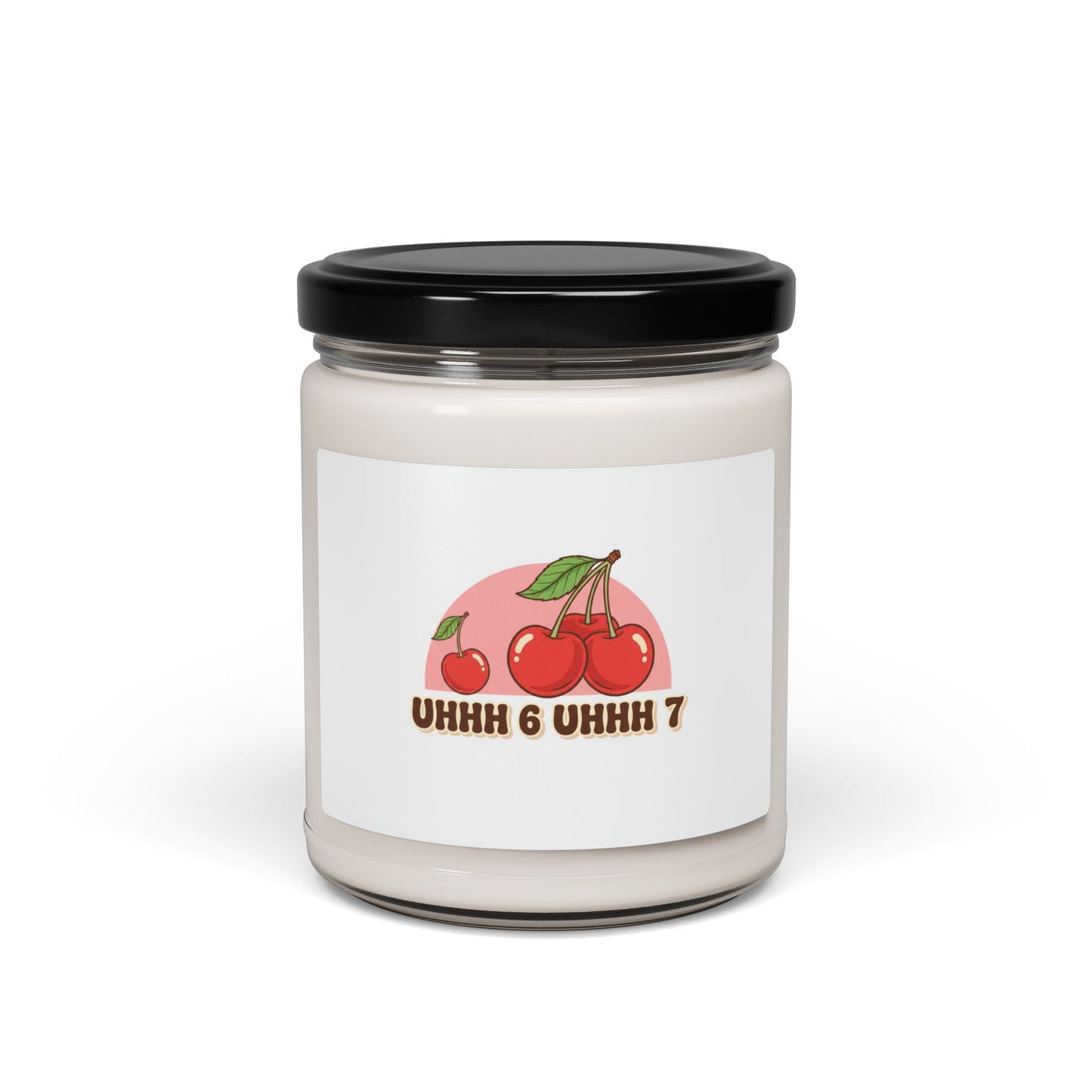 6 7 Retro Cherry Graphic Candle | Scented Soy 9oz, kawaii fruit motif