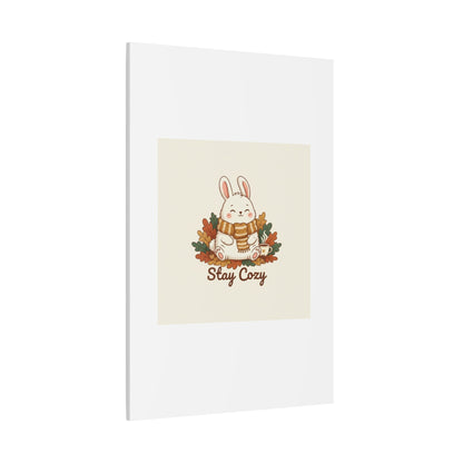 Cozy Bunny Illustration Canvas | Cute Critter Winter Forest Art