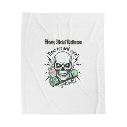 Heavy Metal Wellness Skull Self-Care Blanket | gothic wellness quote