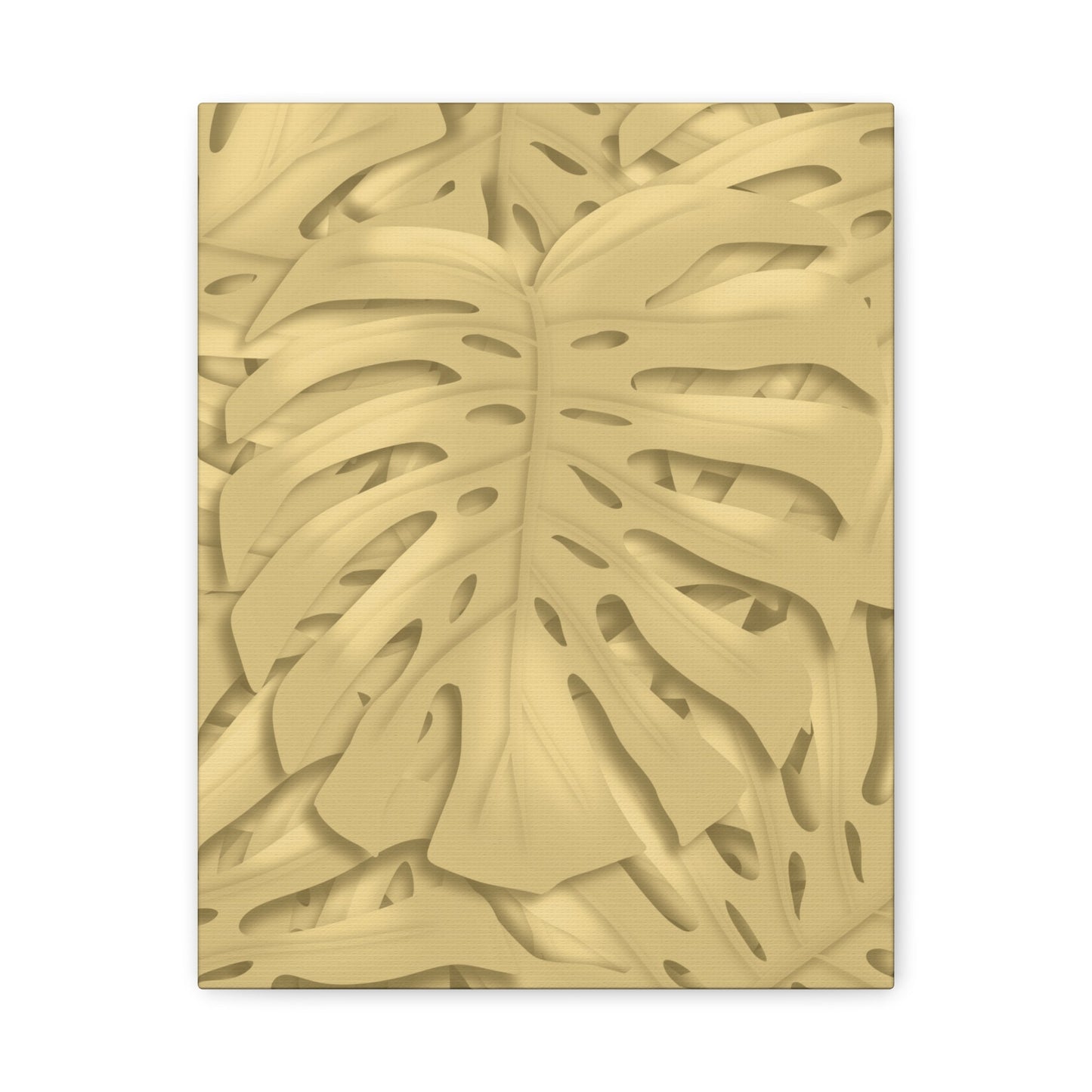 Golden Monstera Canvas Print – Botanical Wall Art