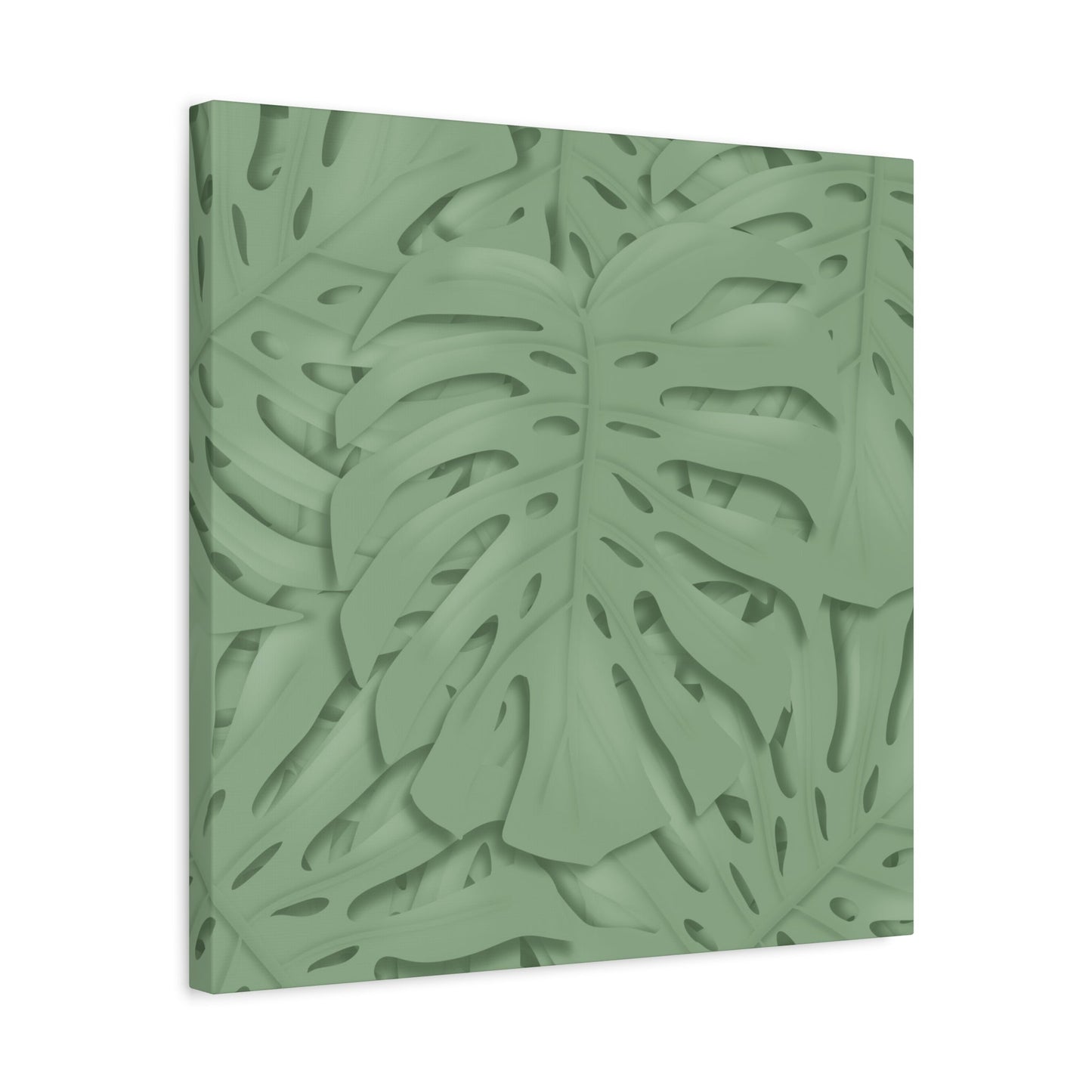 Sage Green Monstera Canvas Print – Botanical Wall Art