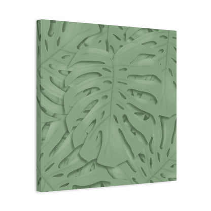 Sage Green Monstera Canvas Print – Botanical Wall Art