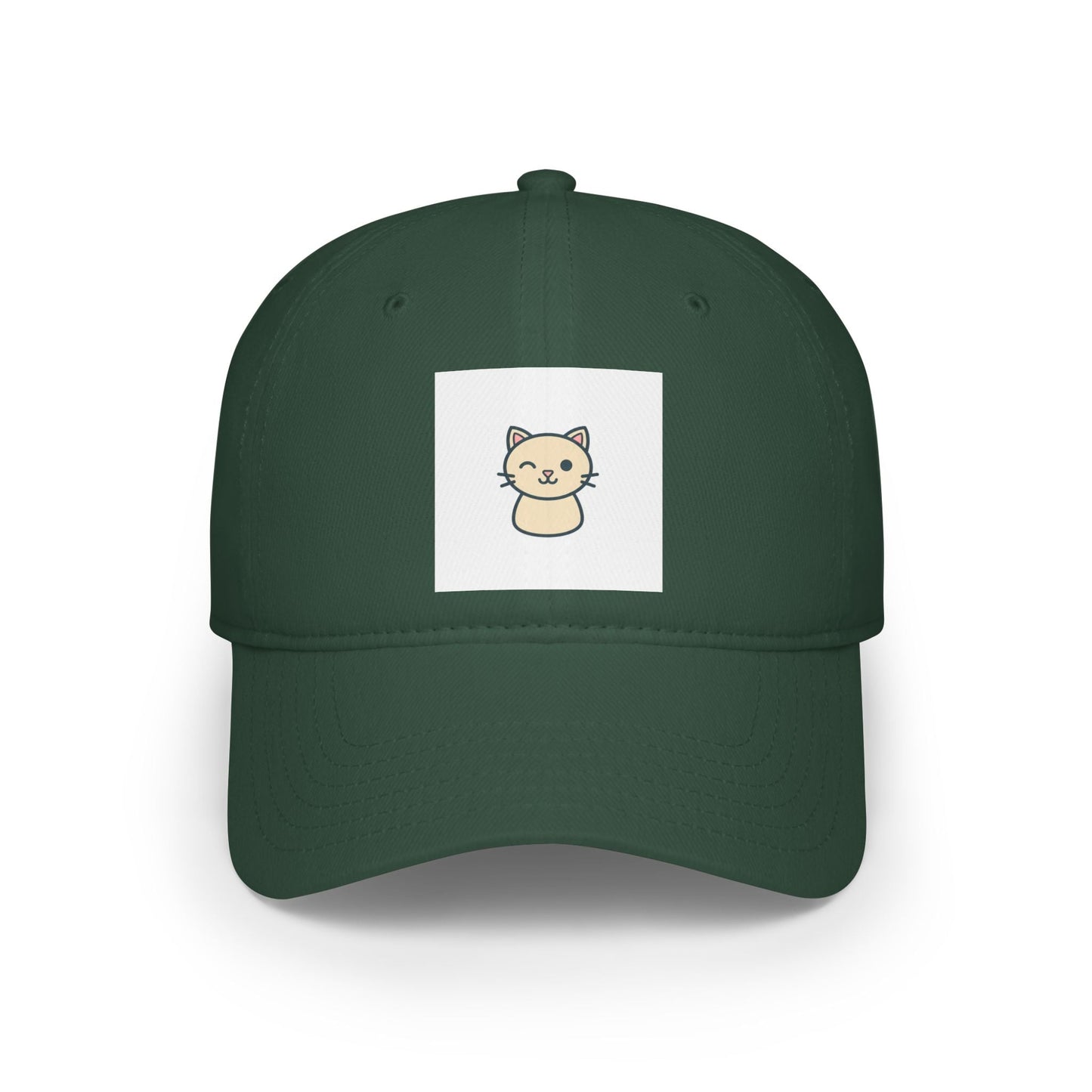 Cute Cat Patch Baseball Cap — Minimalist Kitten Embroidered Hat