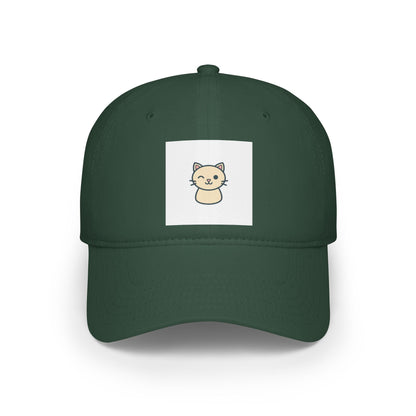 Cute Cat Patch Baseball Cap — Minimalist Kitten Embroidered Hat