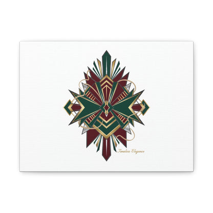 Art Deco geometric brass print Canvas | Neo-Deco chrome & gold fan motif