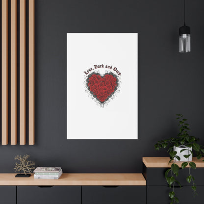 Love Dark and Deep Heart Canvas, Nu Romantic Gothic Romance, 80s Nostalgia