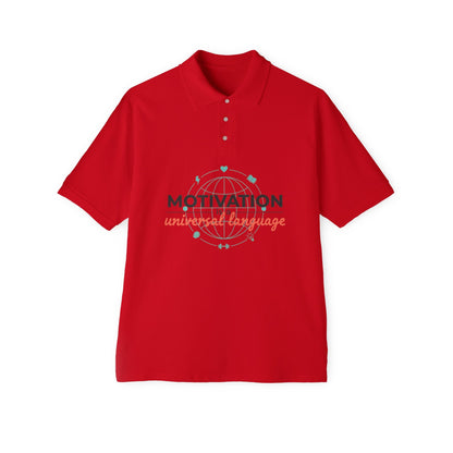 Motivation Is a Universal Language Polo — Tristan's Treehouse Men's Piqué