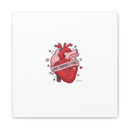 Love Yourself First Canvas, Hearts-with-a-Twist, Anti-Valentine Art