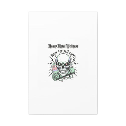 Roar for Self-Care Skull Canvas | heavy metal wellness, gothic wellness quote