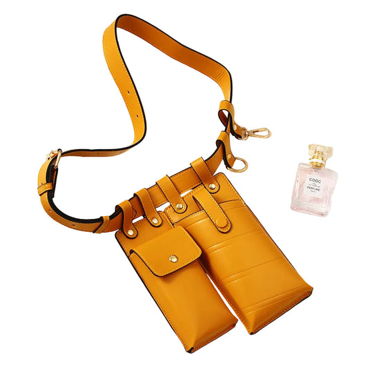 Locomotive Style PU Leather Waist Bag - European Design Versatile Crossbody Hip Purse