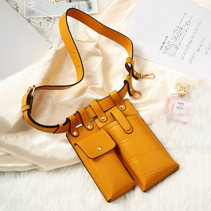 Locomotive Style PU Leather Waist Bag - European Design Versatile Crossbody Hip Purse