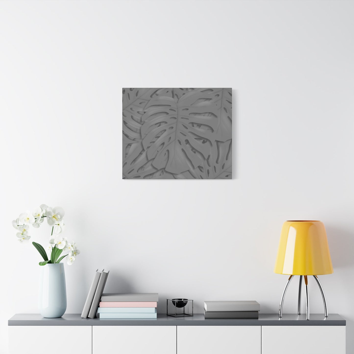 Grey Monstera Canvas Print – Botanical Wall Art