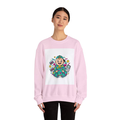 Retro Gamer Baby Crewneck Sweatshirt — Cute Arcade Controller Design
